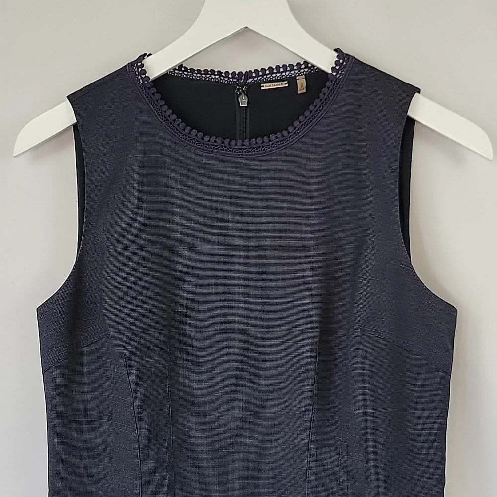 Elie Tahari Emory Wool Sheath Dress Grayed Navy Size 4 - Picture 4 of 15